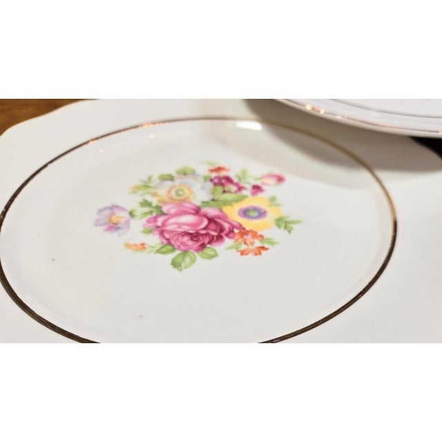 Vintage Floral China Plates- Set of 5 For Sale - Image 6 of 10