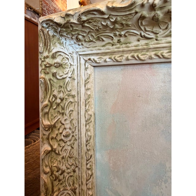 Paris Scene, Oil on Canvas in Vintage Wood Frame For Sale - Image 4 of 5