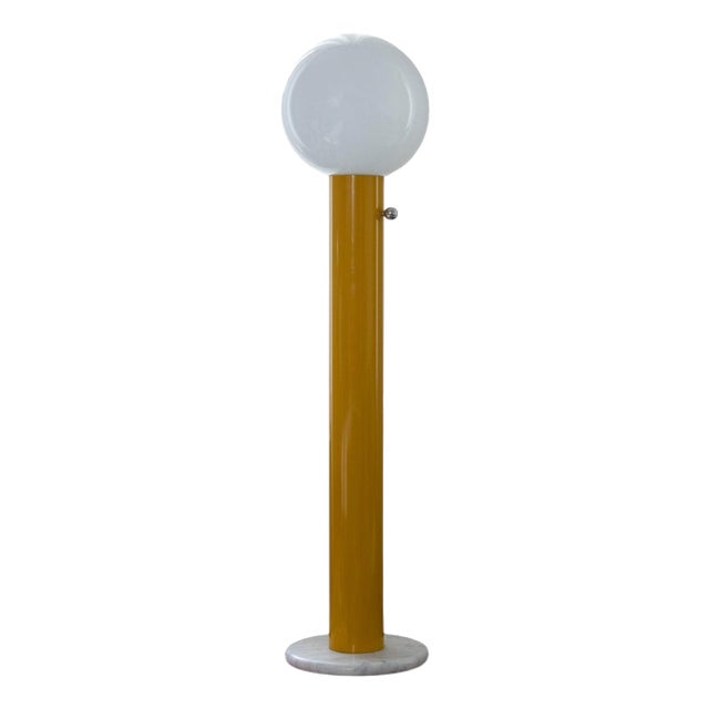 Glass Globe Brass Tube Marble Base Giorgio Floor Lamp by Magic Circus Editions For Sale