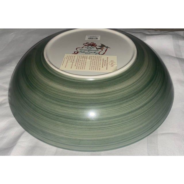 Late 20th Century Lenox Winter Greetings Large Serving Bowl Excellent Mint Condition For Sale - Image 10 of 12