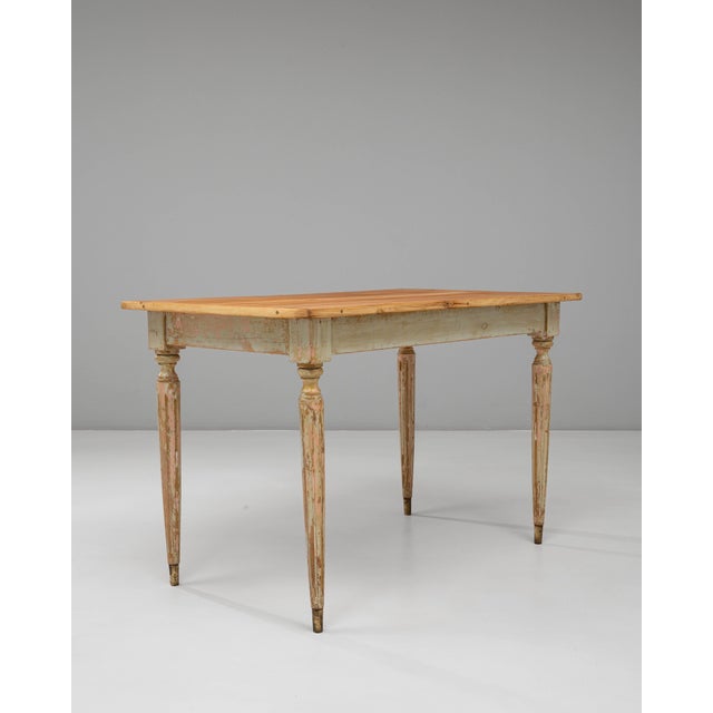 20th Century French Gustavian Wood Patinated Side Table For Sale - Image 4 of 18