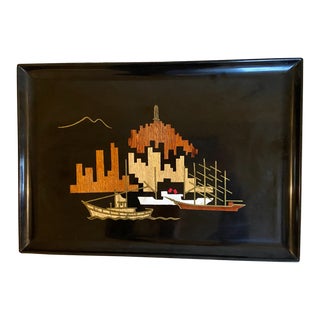 1960s Couroc of Monterey Tray of San Francisco's Skyline Including Coit Tower For Sale