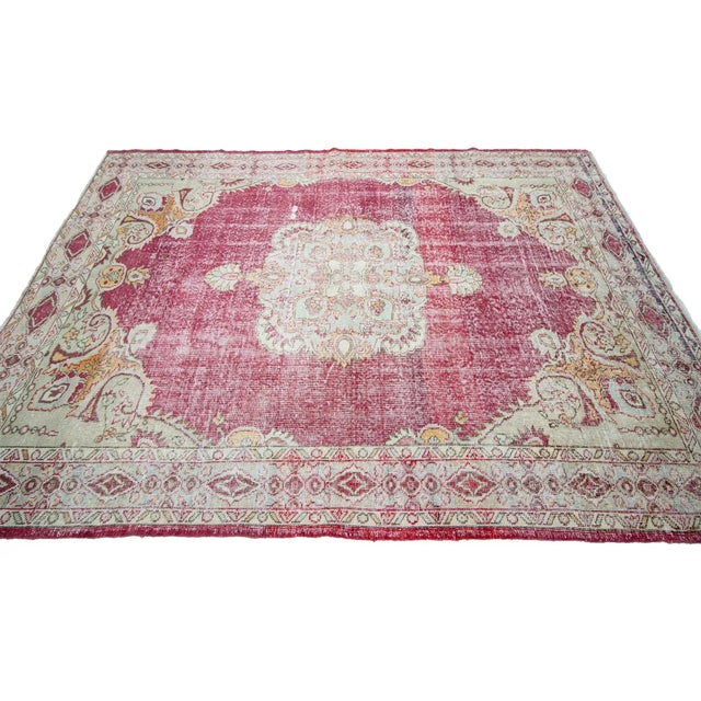Turkish 1960s Vintage Distressed Turkish Oushak Rug- 5′10″ × 8′ For Sale - Image 3 of 7