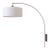 Span Wall Mounted Arc Lamp, Modern Black Nickel Steel, White Fabric Drum Shade, Dimmable, Foot Dimmer For Sale