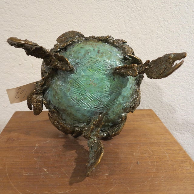 William Sharles Original Polychrome Bronze Sculpture Crab Bowl Dragonfly, Signed and Numbered For Sale - Image 10 of 10