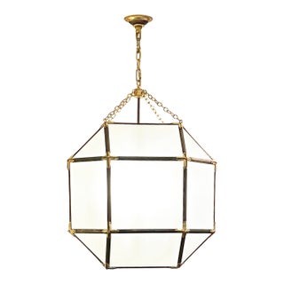 Mid 20th Century Octagonal Lantern Chandelier With Bronze Copper & Antique Brass For Sale