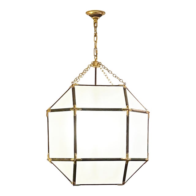 Mid 20th Century Octagonal Lantern Chandelier With Bronze Copper & Antique Brass For Sale