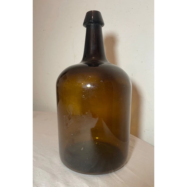 Large Rare Antique 1800's Hand Blown Green Glass Demijohn Carboy Wine Bottle Jar For Sale - Image 4 of 7