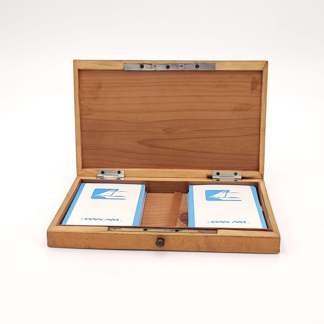 Traditional Vintage Deck of Pan Am Playing Cards in 19th-Century French Card Box For Sale - Image 3 of 8