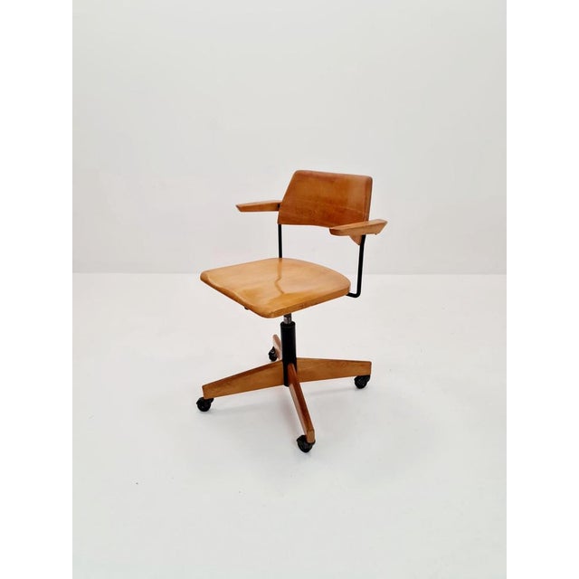 Bauhaus Style Swivel Office Armchair in Wood from Stollgiroflex, 1960s For Sale - Image 11 of 11