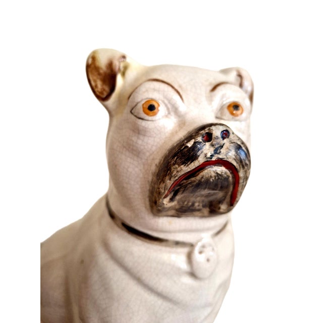 Victorian Antique Pair of Staffordshire Pug Dogs For Sale - Image 3 of 17