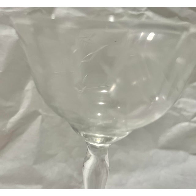 Set of 4 Sherry Stem Glasses With Cut Glass Roses & Leaves For Sale - Image 11 of 11