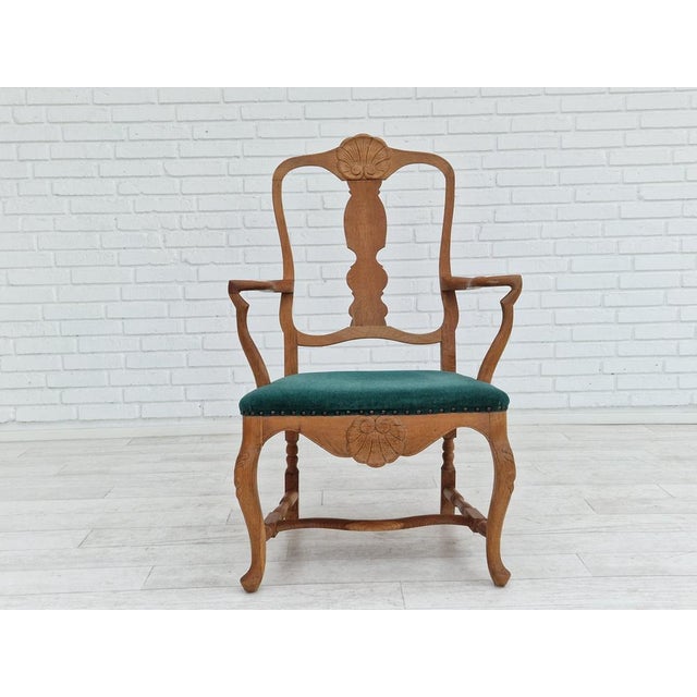 Teal Set of Danish Oak Armchairs, 1960s For Sale - Image 8 of 18