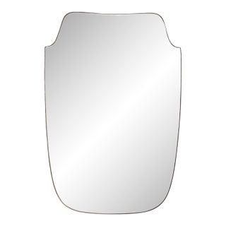 Italian Brass Notched Wall Mirror, 1970s - 1 Available For Sale