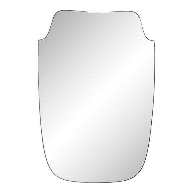 Italian Brass Notched Wall Mirror, 1970s - 1 Available For Sale