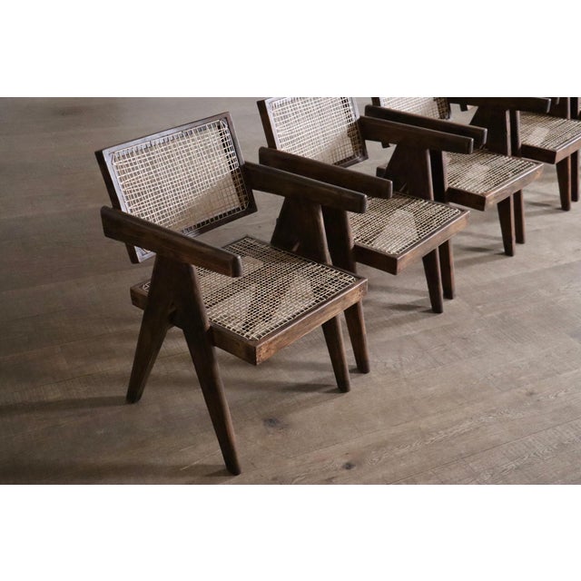 Office Cane Chairs from Pierre Jeanneret, India, 1950s, Set of 8 For Sale - Image 9 of 18