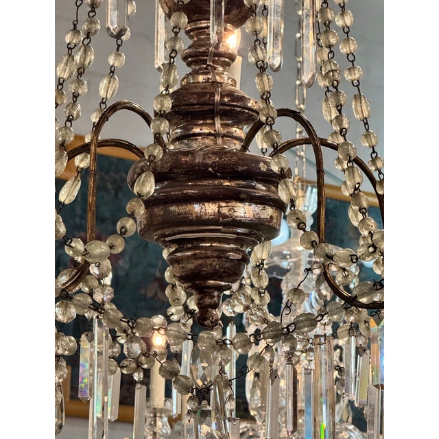 19th C. Italian Silverleaf Wood and Crystal Chandeliers For Sale - Image 10 of 12