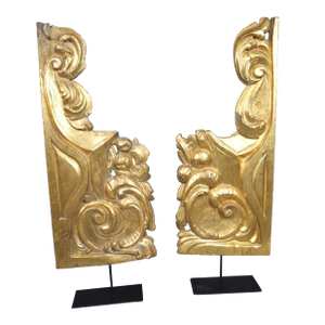 Impressive Pair of 18th Century Giltwood Carvings From Nice, France, h-39.75 In