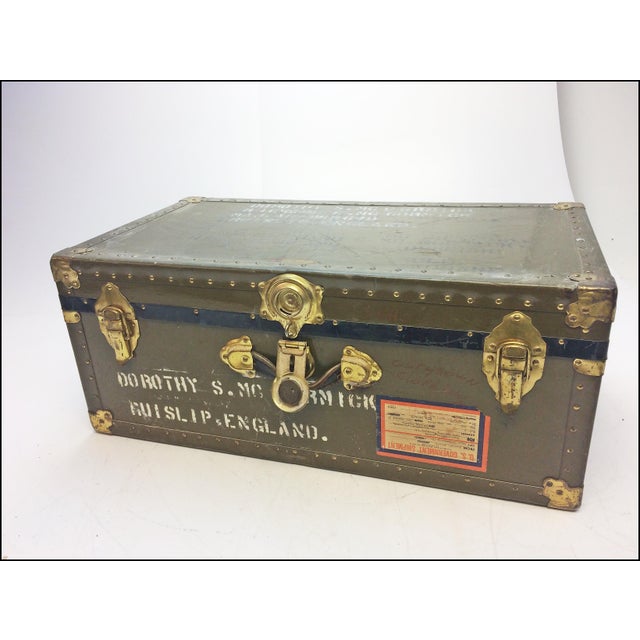 Vintage Industrial Green Military Foot Locker Trunk Chairish