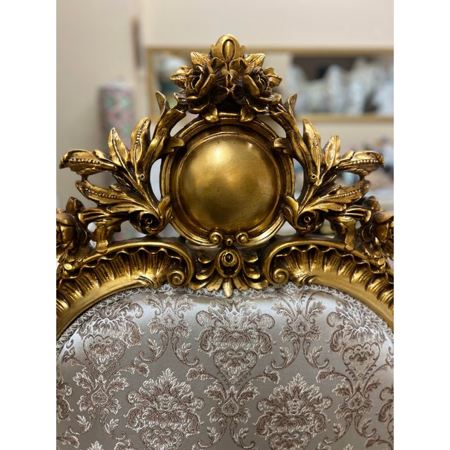 1960s 1960s Throne Chair Gold Leaf Arm Chair For Sale - Image 5 of 10