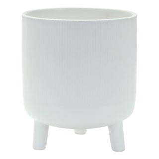Ribbed Stone Footed Planter 7"H For Sale