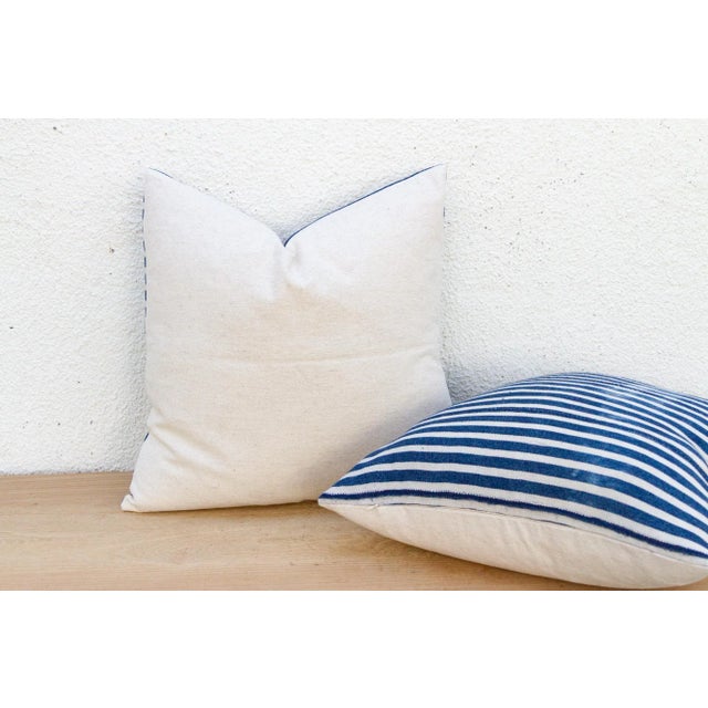 1990s Coastal Stripe, Pair of Vintage Indigo Striped Pillows For Sale - Image 5 of 8