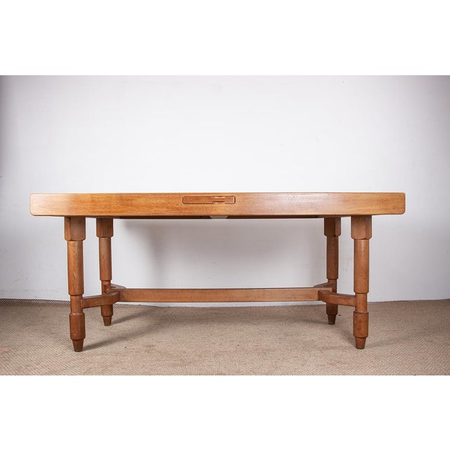 Large Extendable Dining Table in Oak by Guillerme and Chambron for Votre Maison, 1960 For Sale - Image 12 of 18