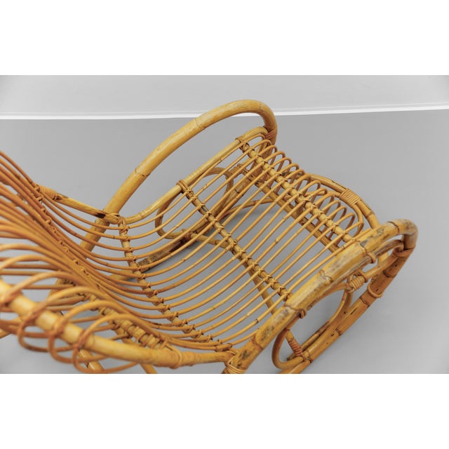 1960s Mid-Century Modern Rattan and Bamboo Rocking Chair, 1960s For Sale - Image 5 of 11