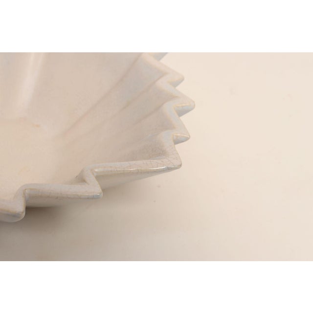 Art Deco Blue and White Matte Ceramic Lorbeek Console Bowl by Weller Pottery For Sale - Image 15 of 18