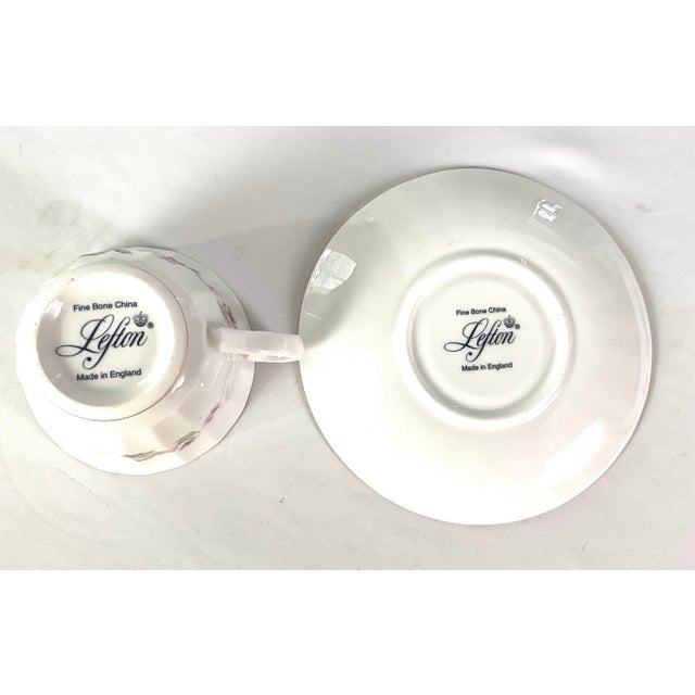 Lefton 1950s Lefton, English Bone, China, Floral, Teacup, and Saucer For Sale - Image 4 of 6