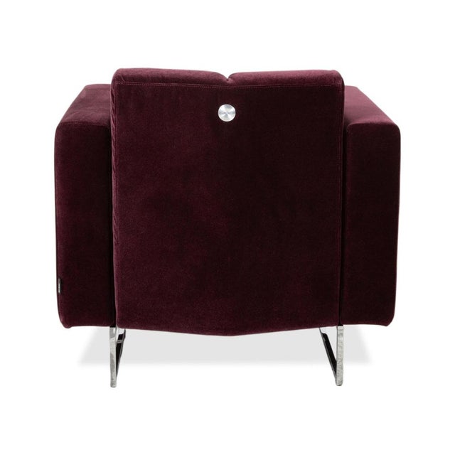 Embrace Set Armchair and Stool in Fabric Chrome Velour Velvet Purple Aubergine with Manual Function by Brühl, Set of 2 For Sale - Image 18 of 18