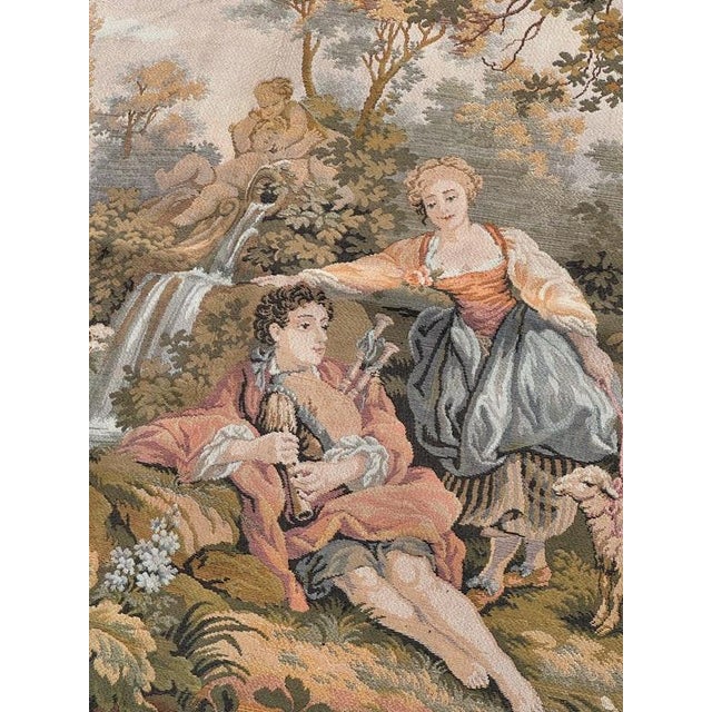 Vintage French Jacquard Tapestry with Gallant Meeting by Jules Pansu, 1970s For Sale - Image 14 of 18