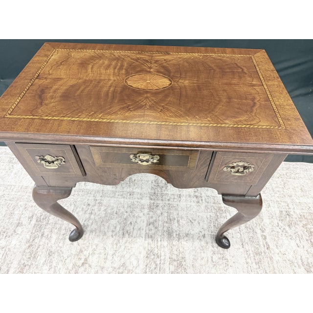 Late 20th Century Late 20th Century Council Furniture Queen Anne Inlaid Lowboy For Sale - Image 5 of 9