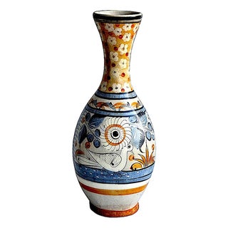 1960s Tonalá Mexico Burnished Glaze Ceramic Tall Fluted Vase For Sale