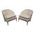 1960s Pair of Taupe Linen Tufted Sleeper Boudoir Armchairs. For Sale