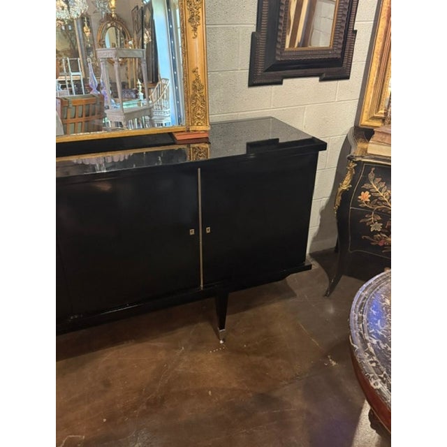 Mid 20th Century MCM Italian Art Deco Design Black Lacquered Sideboard For Sale - Image 5 of 8