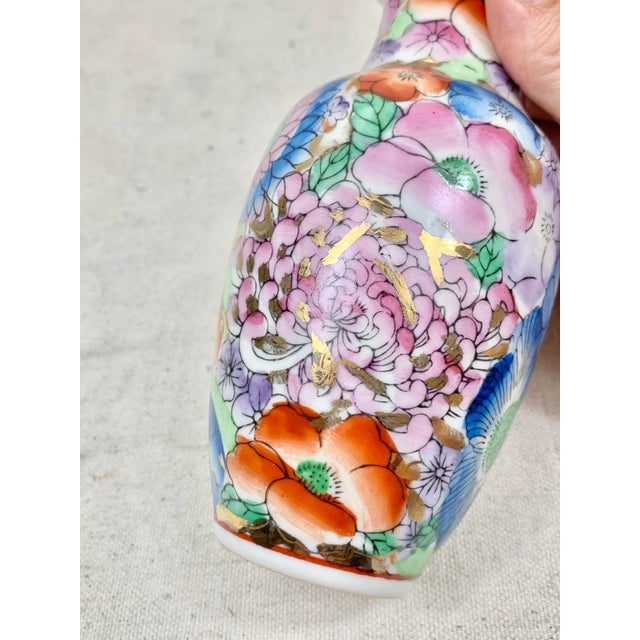 Ceramic Vintage Chinoiserie Floral Vase For Sale - Image 7 of 11