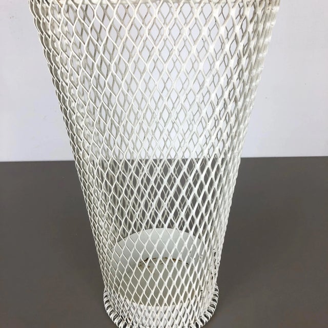 Bauhaus Mid-Century Modern French Metal Umbrella Stand in the style of Mathieu Matégot, 1960s For Sale - Image 3 of 14