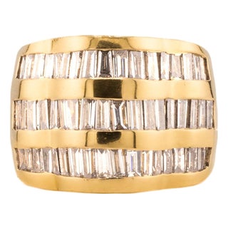 Late 20th Century 14k Baguett Diamond Ring, Size 6.5 For Sale