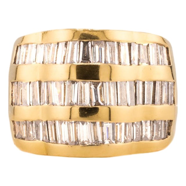 Late 20th Century 14k Baguett Diamond Ring, Size 6.5 For Sale