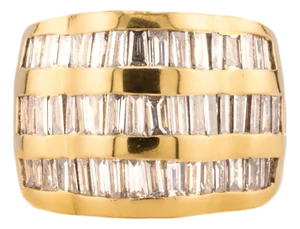 Late 20th Century 14k Baguett Diamond Ring, Size 6.5