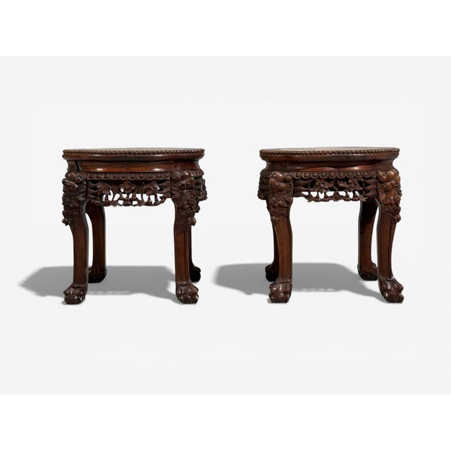 Chinese Export, Low Occasional Tables, Hardwood, Marble, China, 19th C. For Sale In New York - Image 6 of 11