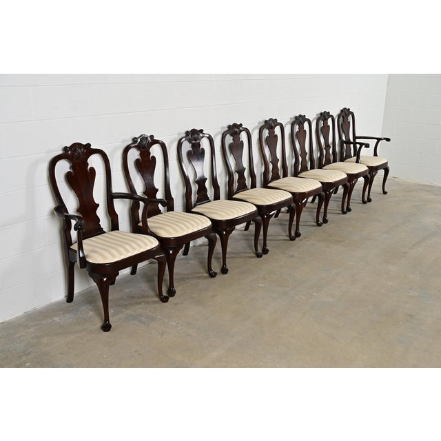 Stickley Queen Anne Carved Solid Mahogany Dining Chairs, Set of Eight For Sale - Image 13 of 13