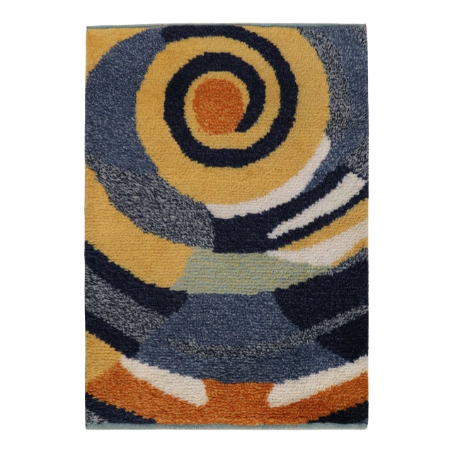 Rug & Kilim’s Mid Century Modern Rug, Polychromatic Geometric Pattern For Sale