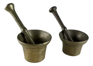 Pesto Mortars with Pestle in Brass, Italy, 1950s, Set of 4