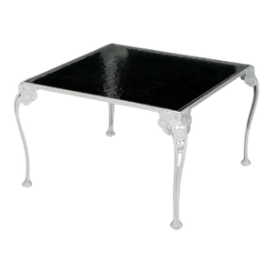 Painted Wrought Iron & Glass Top Side Table 20th Century