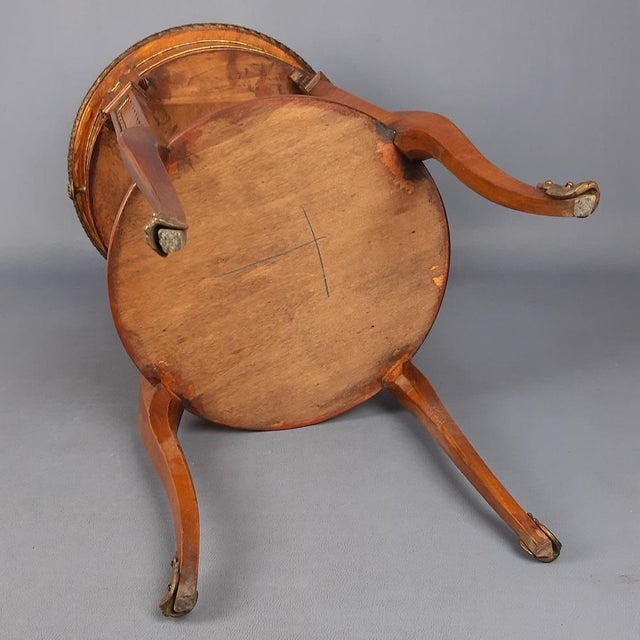 French Louis XVI Style Inlaid Brass Coffee Table with Drawer, 1960s For Sale - Image 10 of 13