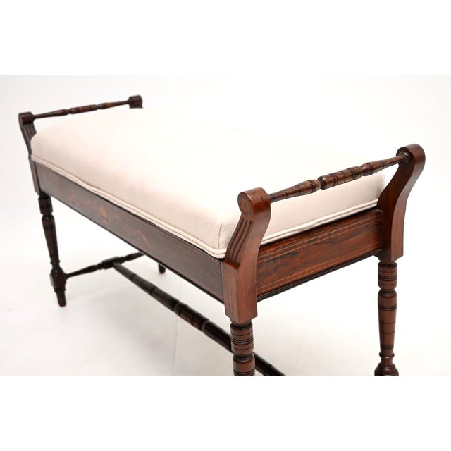 Wood Antique English Victorian Bench, 1880s For Sale - Image 7 of 11