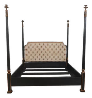 Nancy Corzine King Size Poster Bed W. Tufted Headboard