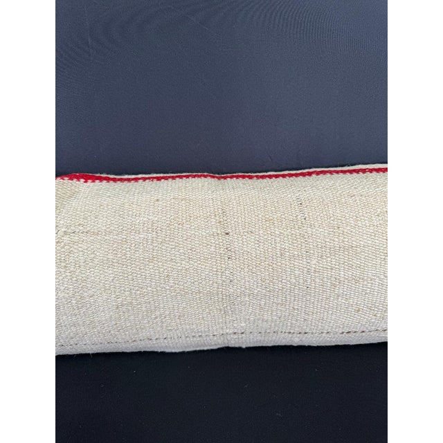 Contemporary Turkish Hemp Pillow Cushion Natural Beige Red Cushion Cover 12x46 For Sale - Image 3 of 4